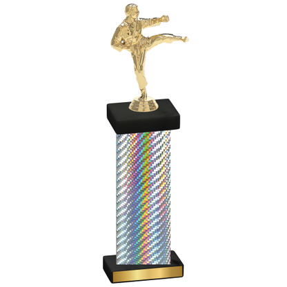 Single Silver Carbon Fiber Karate Trophy