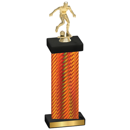 Single Orange Carbon Fiber Soccer Trophy