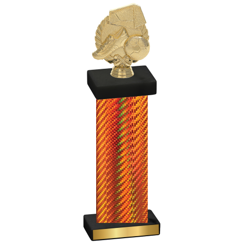 Single Orange Carbon Fiber Soccer Trophy