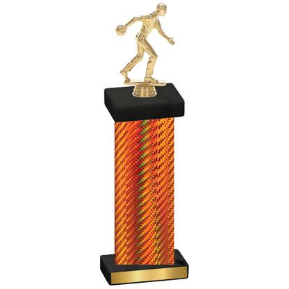 Single Orange Carbon Fiber Bowling Trophy