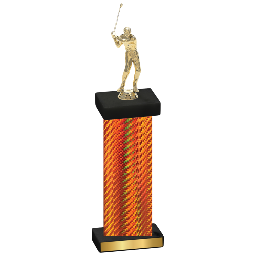 Single Orange Carbon Fiber Golf Trophy