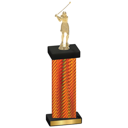 Single Orange Carbon Fiber Golf Trophy