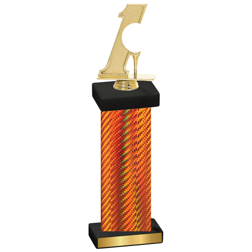 Single Orange Carbon Fiber Golf Trophy