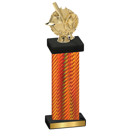 Single Orange Carbon Fiber Baseball Trophy