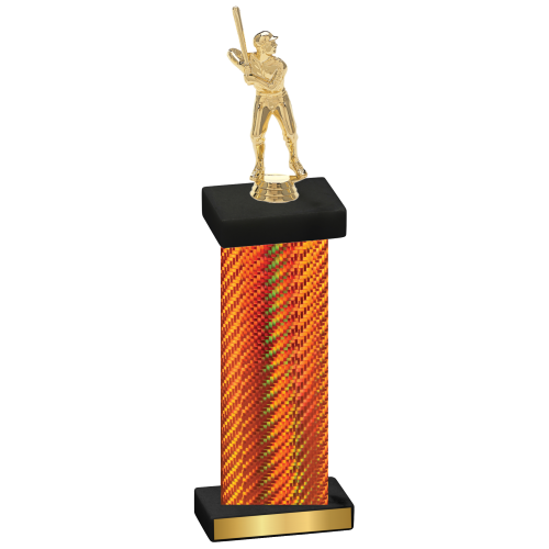 Single Orange Carbon Fiber Baseball Trophy