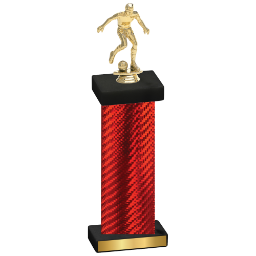 Single Red Carbon Fiber Soccer Trophy