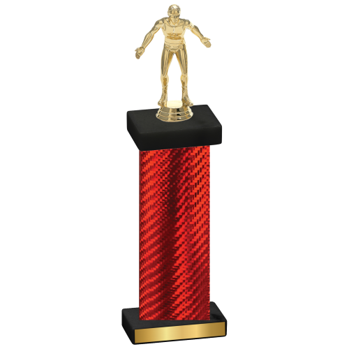 Single Red Carbon Fiber Wrestling Trophy