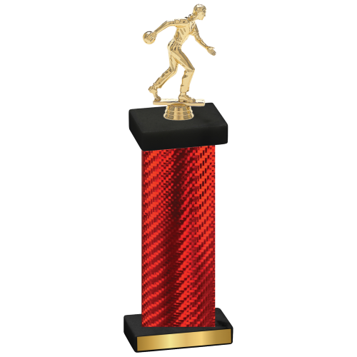 Single Red Carbon Fiber Bowling Trophy