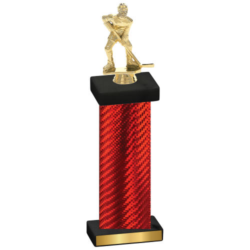 Single Red Carbon Fiber Hockey Trophy