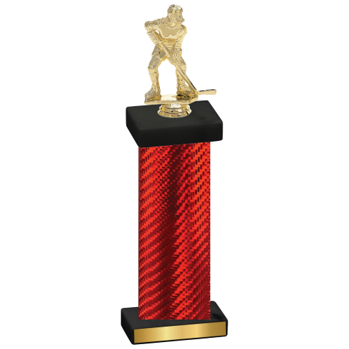 Single Red Carbon Fiber Hockey Trophy