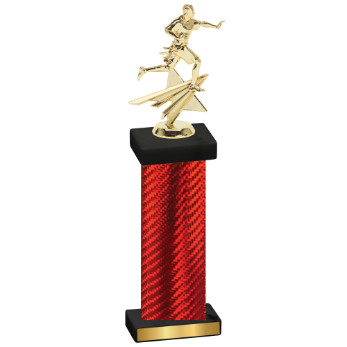 Single Red Carbon Fiber Flag Football Trophy