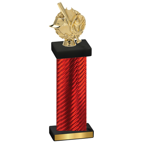 Single Red Carbon Fiber Baseball Trophy