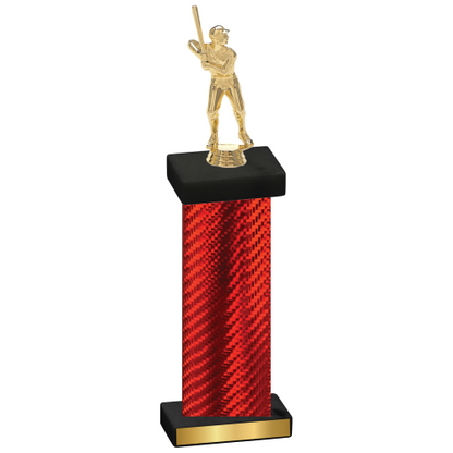 Single Red Carbon Fiber Baseball Trophy