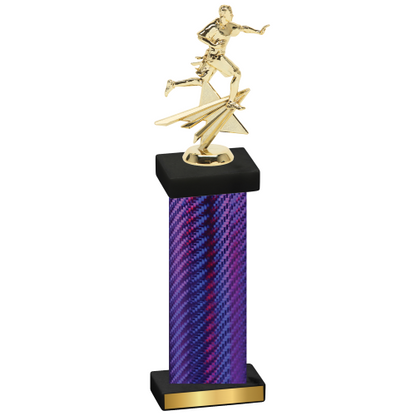 Single Purple Carbon Fiber Flag Football Trophy