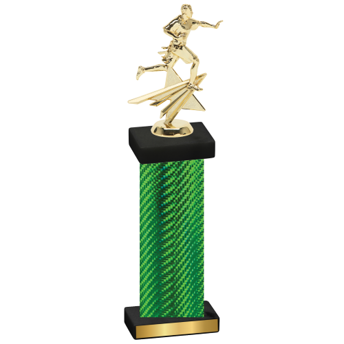 Single Green Carbon Fiber Flag Football Trophy