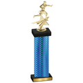 Single Blue Carbon Fiber Flag Football Trophy