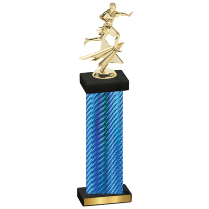 Single Blue Carbon Fiber Flag Football Trophy