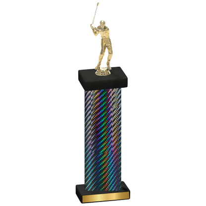 Single Black Carbon Fiber Golf Trophy