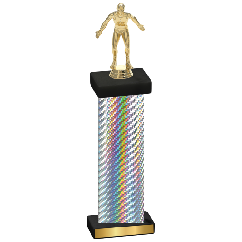 Single Silver Carbon Fiber Wrestling Trophy