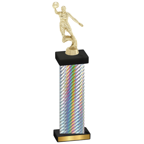 Single Silver Carbon Fiber Basketball Trophy