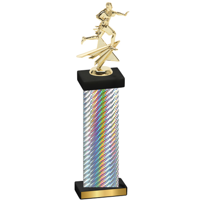 Single Silver Carbon Fiber Flag Football Trophy