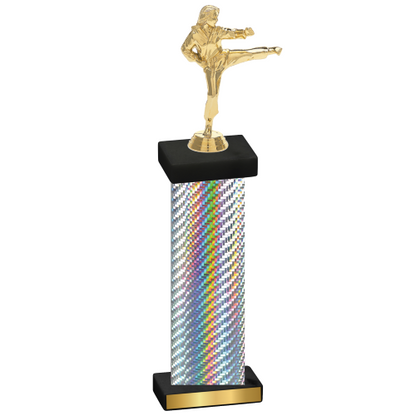 Single Silver Carbon Fiber Karate Trophy