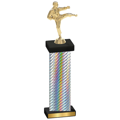 Single Silver Carbon Fiber Karate Trophy