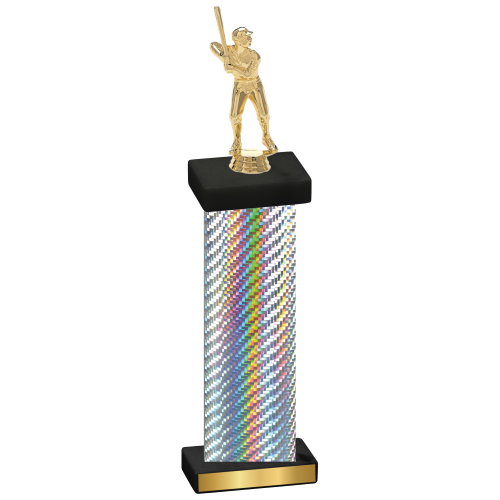 Single Silver Carbon Fiber Baseball Trophy