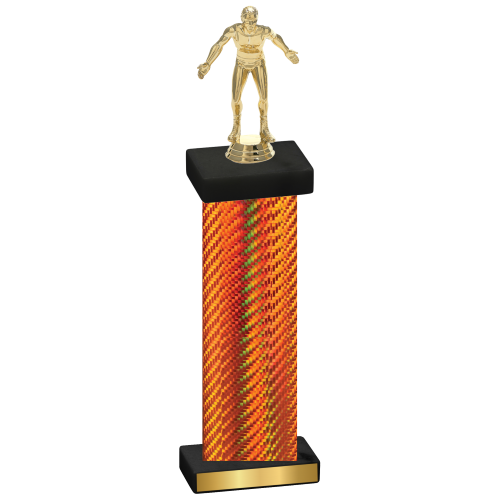 Single Orange Carbon Fiber Wrestling Trophy