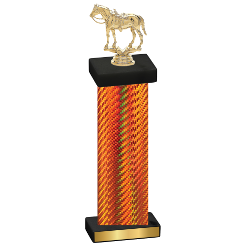 Single Orange Carbon Fiber Horses Trophy