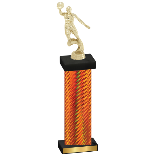 Single Orange Carbon Fiber Basketball Trophy