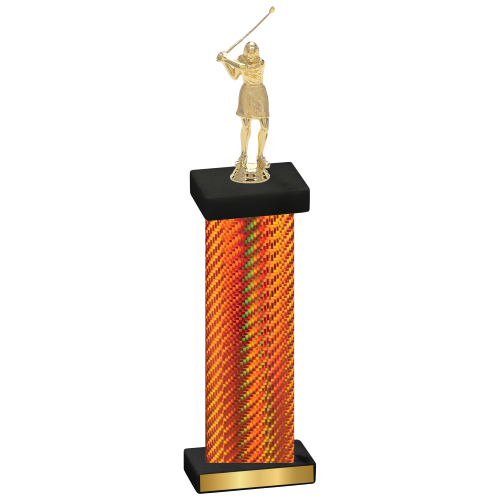 Single Orange Carbon Fiber Golf Trophy