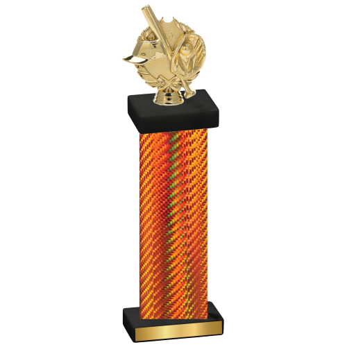 Single Orange Carbon Fiber Baseball Trophy