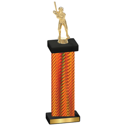 Single Orange Carbon Fiber Baseball Trophy