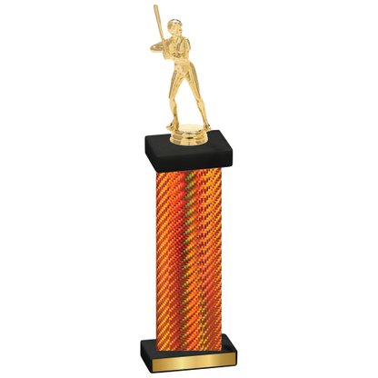 Single Orange Carbon Fiber Softball Trophy