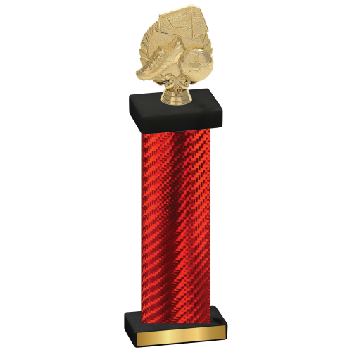 Single Red Carbon Fiber Soccer Trophy