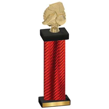 Single Red Carbon Fiber Soccer Trophy