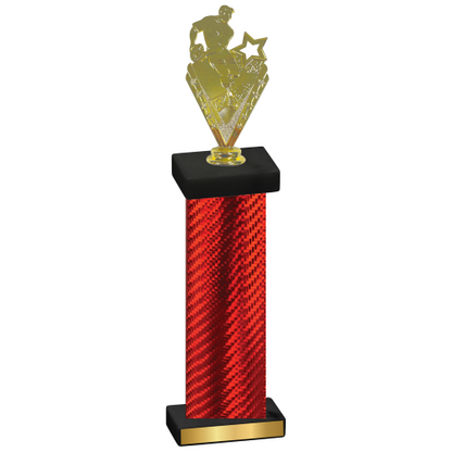 Single Red Carbon Fiber Rugby Trophy