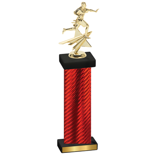 Single Red Carbon Fiber Flag Football Trophy