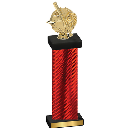 Single Red Carbon Fiber Baseball Trophy