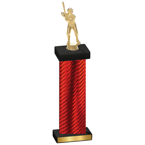 Single Red Carbon Fiber Baseball Trophy