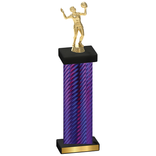 Single Purple Carbon Fiber Volleyball Trophy