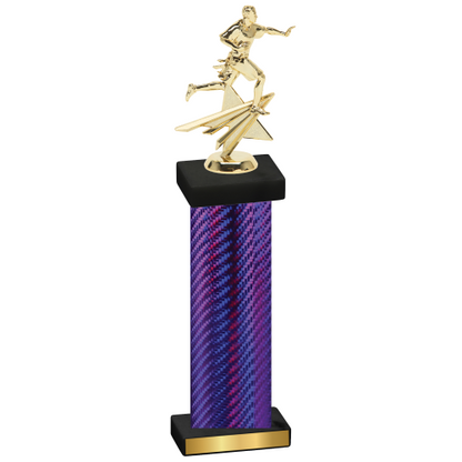 Single Purple Carbon Fiber Flag Football Trophy