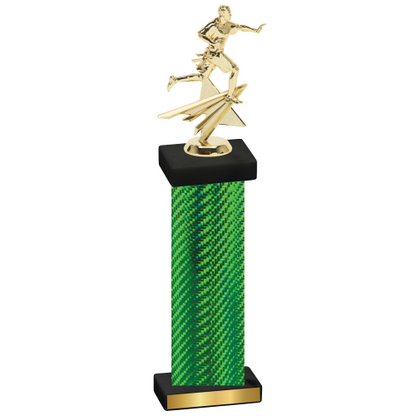 Single Green Carbon Fiber Flag Football Trophy