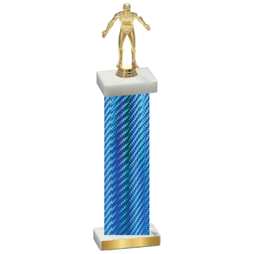 Single Blue Carbon Fiber Wrestling Trophy