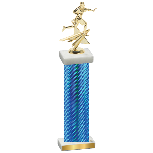 Single Blue Carbon Fiber Flag Football Trophy