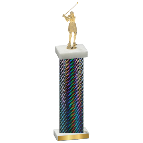 Single Black Carbon Fiber Golf Trophy