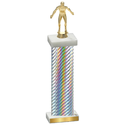 Single Silver Carbon Fiber Wrestling Trophy