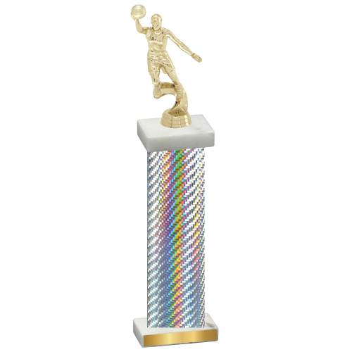 Single Silver Carbon Fiber Basketball Trophy