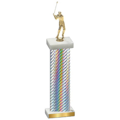 Single Silver Carbon Fiber Golf Trophy